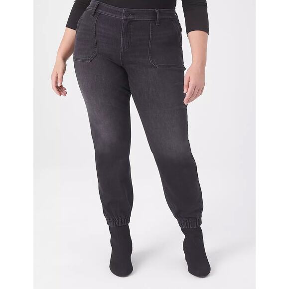 Lane Bryant Womens Jeans Sz 28 Signature Fit Boyfriend Cozy Jogger Black‎ Wash - Picture 3 of 9